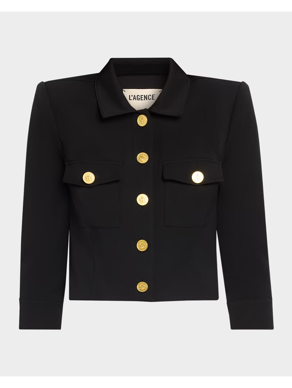 NEW, L'Agence Kumi Cropped Fitted Jacket in Black Sz 12 #SJ2703
